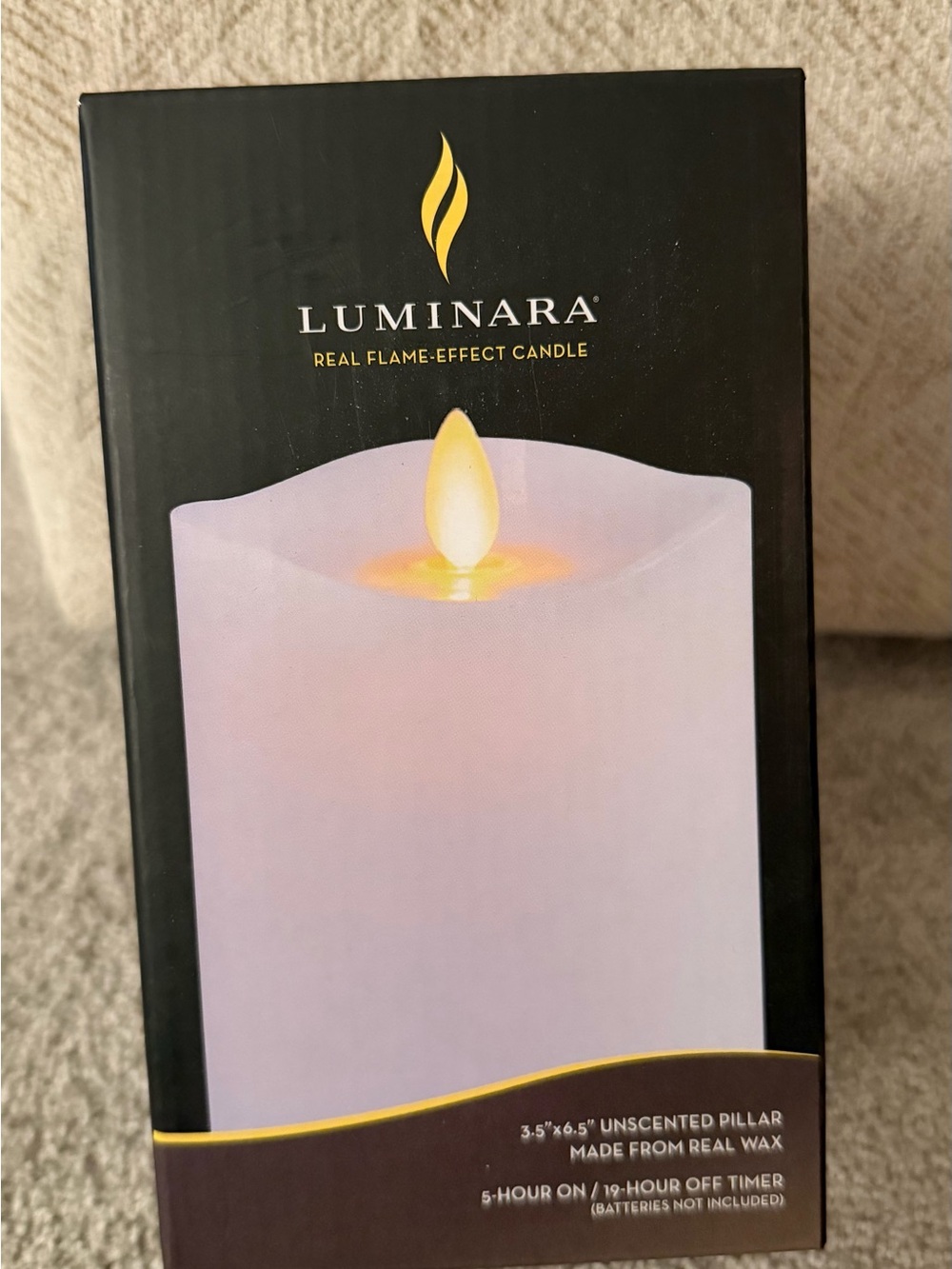 Luminara Real Flame-Effect Unscented Pillar Candle - White 3.5”x6.5” NIB